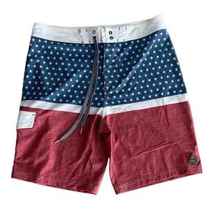 Trinity Flag Pattern Board Shorts, Size 34